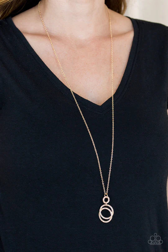 Timeless Trio Paparazzi Accessories Necklace with Earrings Gold