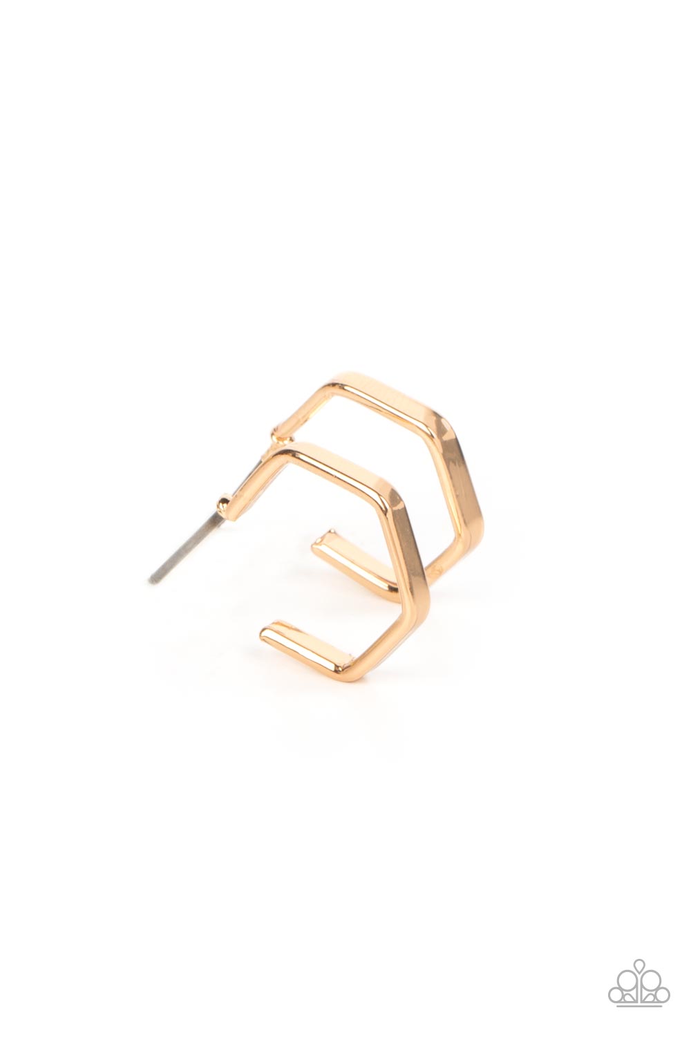 Haute Hexagons Paparazzi Accessories Hoop Earrings Gold