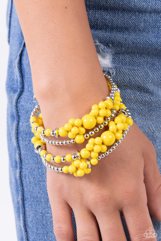 Compelling Clouds Paparazzi Accessories Bracelet - Yellow