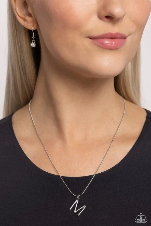 M - Letter of the Law Paparazzi Accessories Necklaces with Earrings Silver