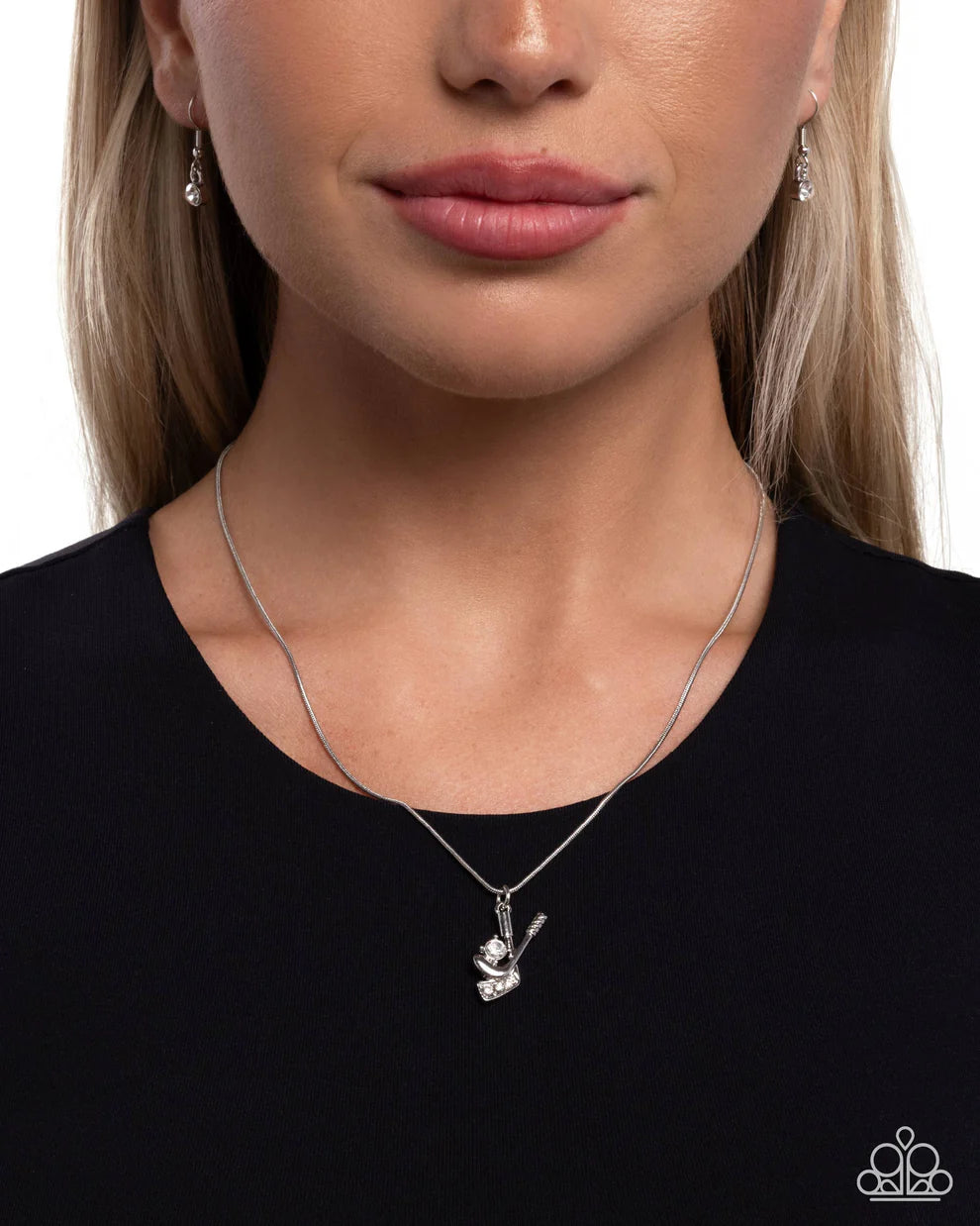 Hockey Game Paparazzi Accessories Necklace with Earrings Silver