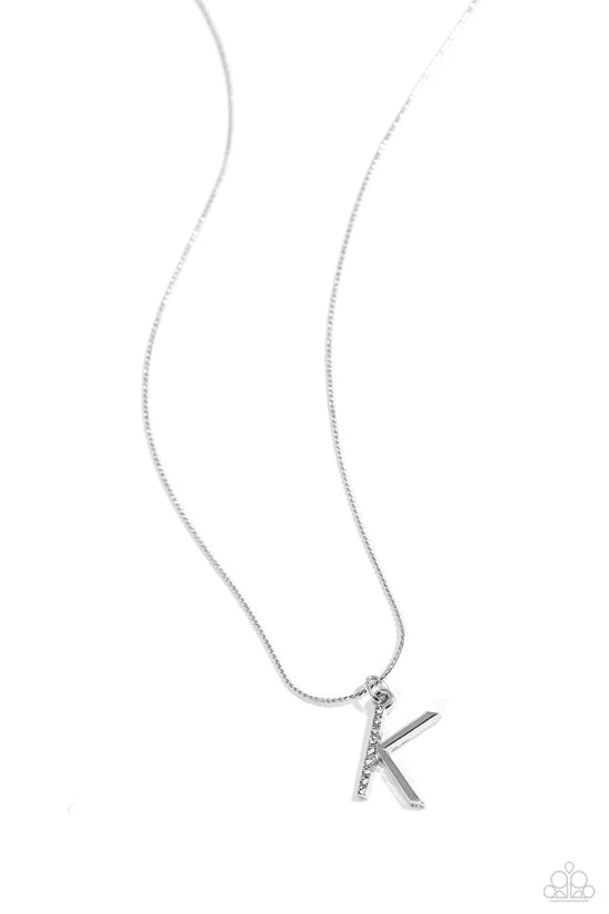 K - Letter of the Law Paparazzi Accessories Necklaces with Earrings Silver