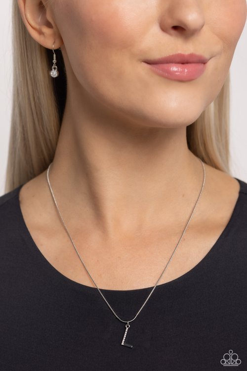 L - Letter of the Law Paparazzi Accessories Necklaces with Earrings Silver