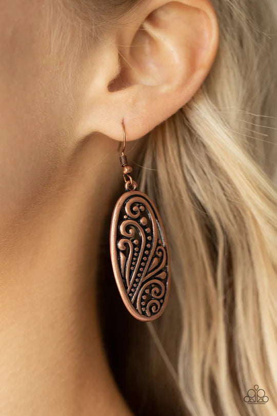 High Tide Terrance Paparazzi Accessories Copper Earrings