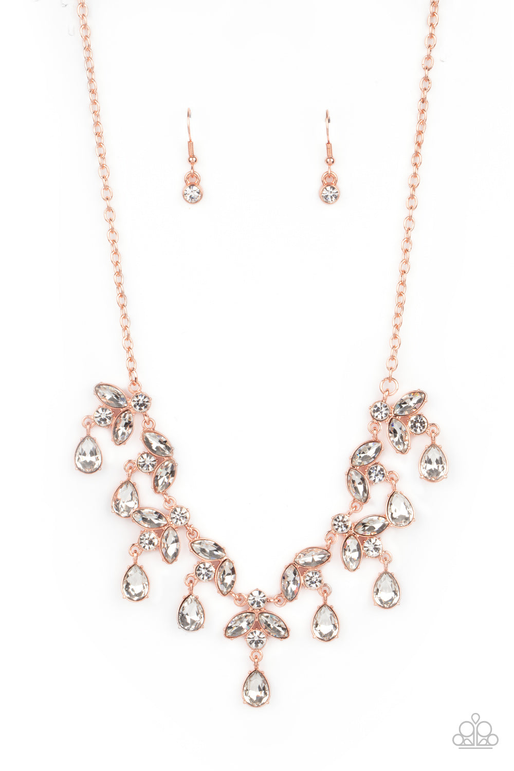 Vintage Royale Paparazzi Accessories Necklace with Earrings Copper