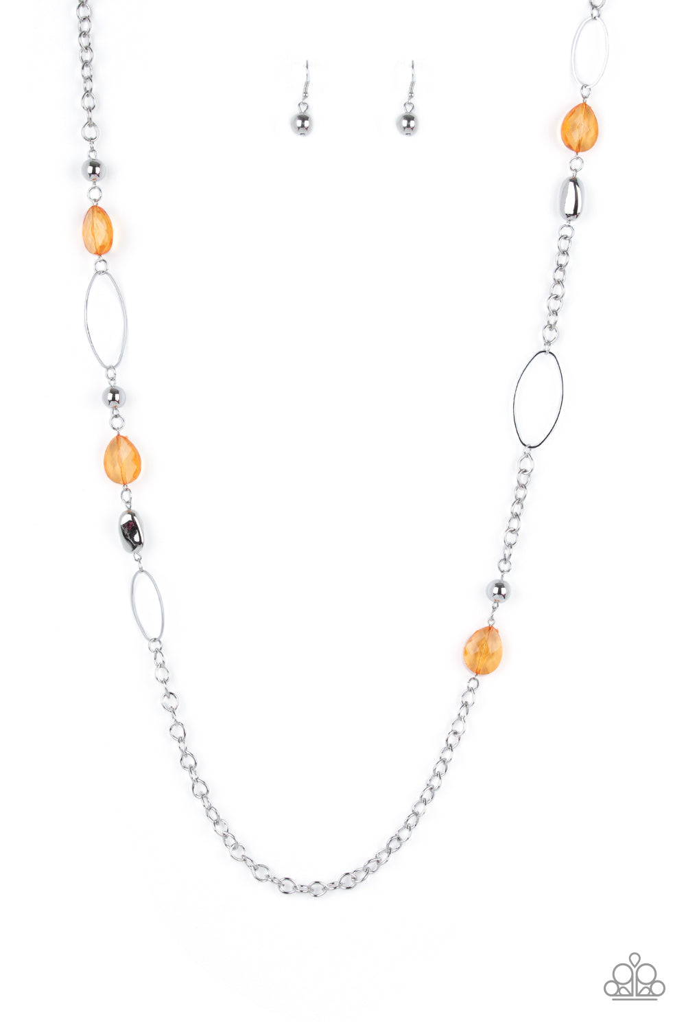SHEER As Fate Paparazzi Accessories Necklace with Earrings Orange