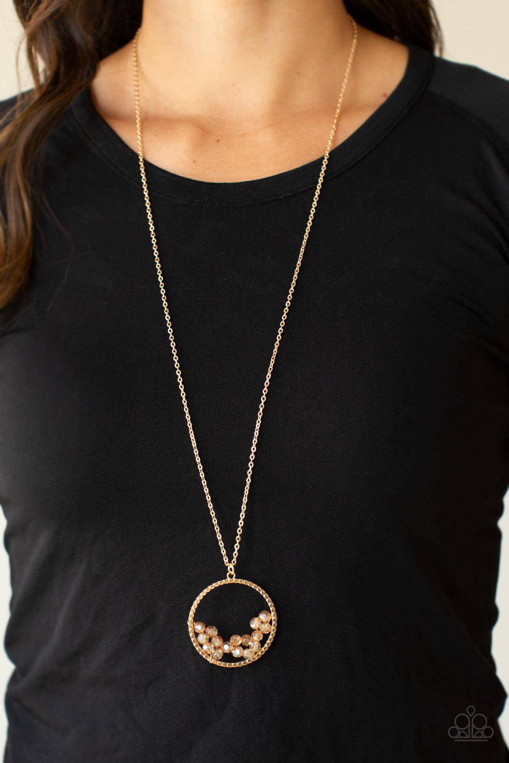Galactic Glow Paparazzi Accessories Necklace with Earrings - Gold