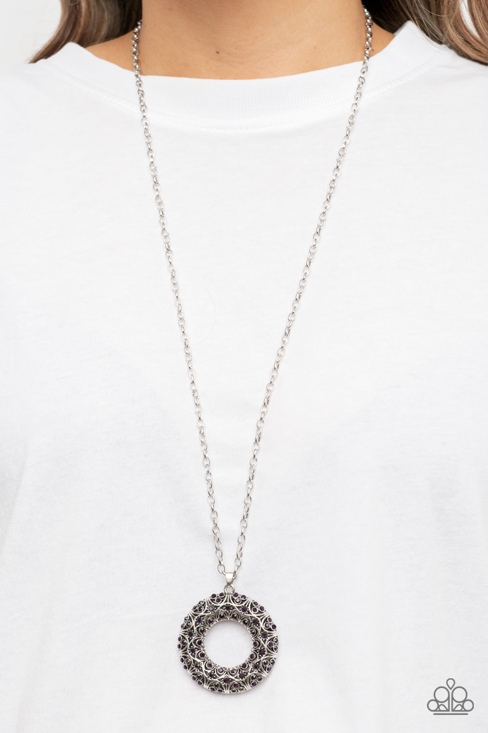 Wintry Wreath Paparazzi Accessories Necklace with Earrings - Purple