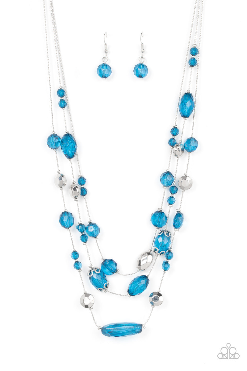 Prismatic Pose Paparazzi Accessories Necklace with Earrings Blue