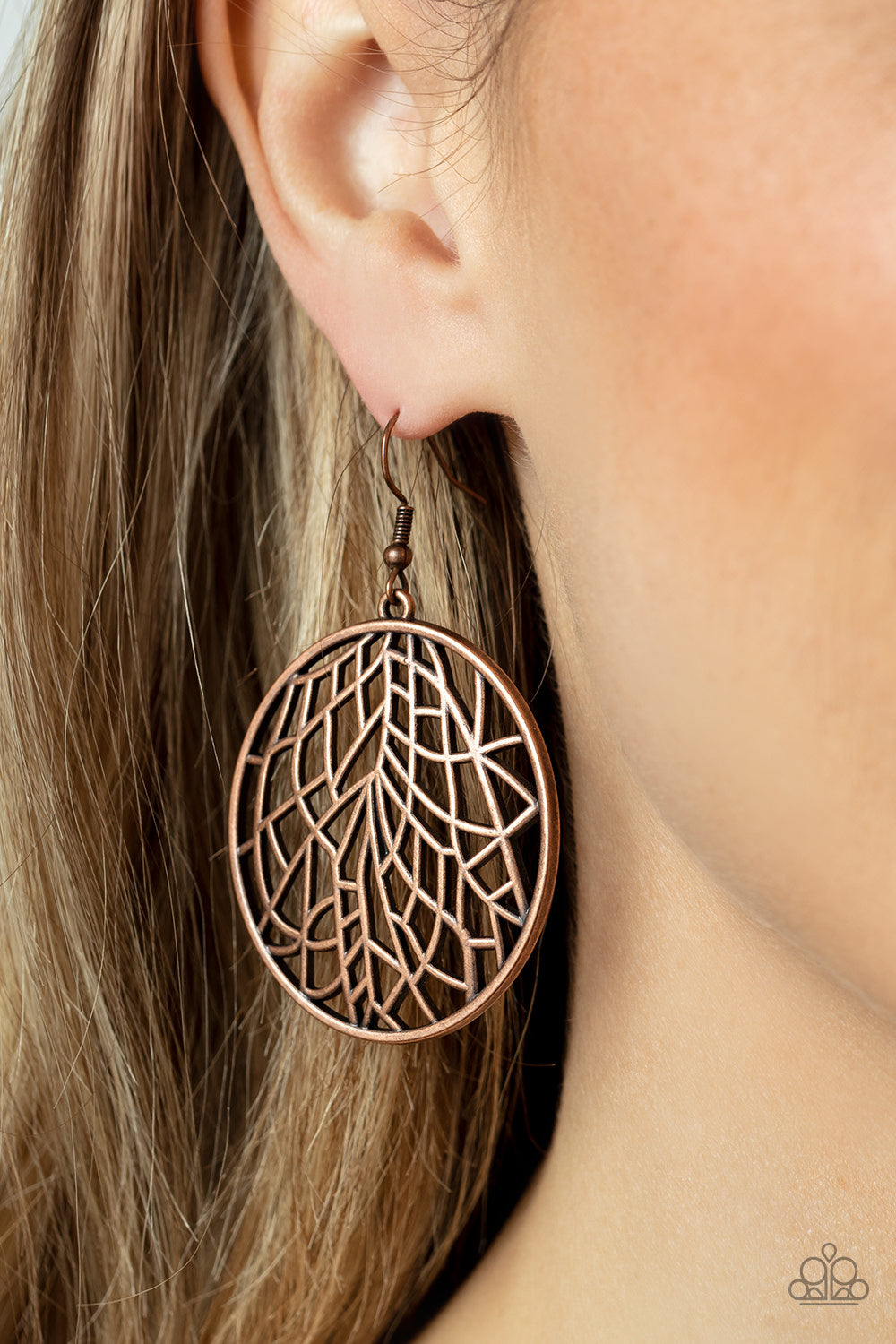 Fractured Foliage Paparazzi Accessories Earrings Copper