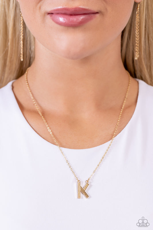 Leave Your Initials Paparazzi Accessories Necklace with Earrings Gold - K