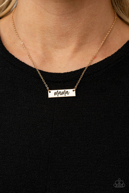 Blessed Mama Paparazzi Accessories Necklace with Earrings Gold
